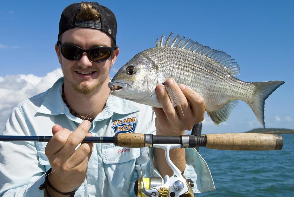 It's not only the black bream that turn up in size in the north.  This big silver bream smashed a little Berkley plastic at the first major snag in the creek mouth, a place usually reserved for barra. © Lee Brake